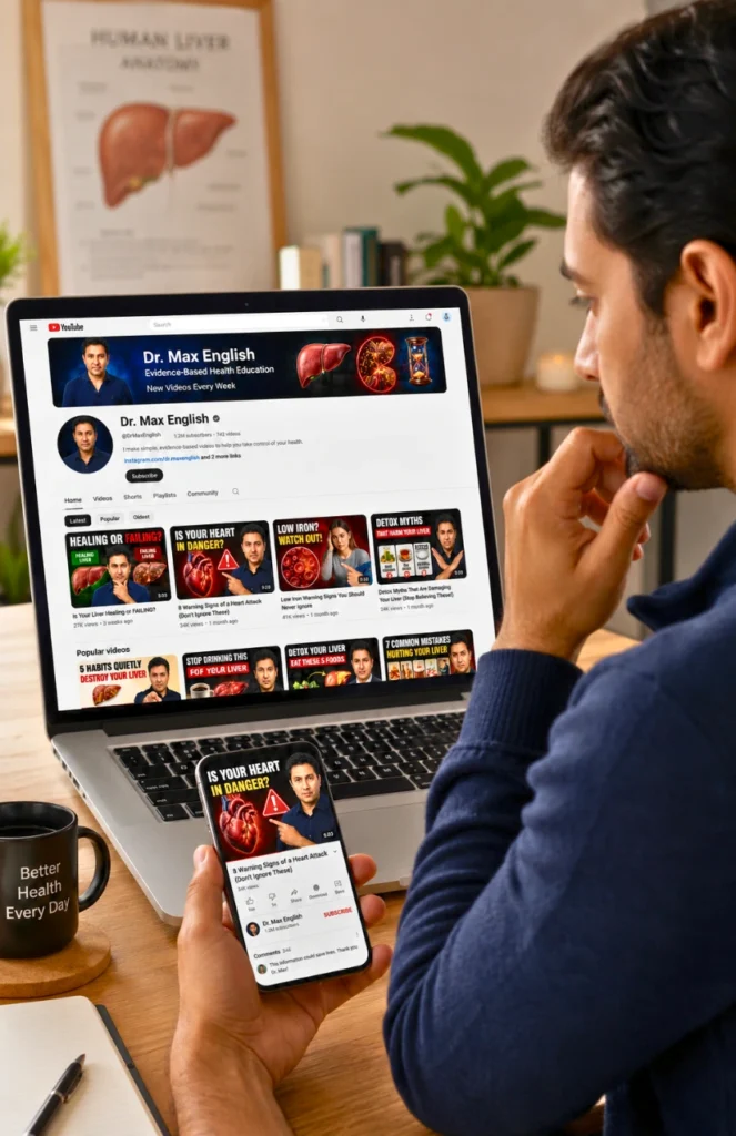 Viewer watching Dr. Max English health education video