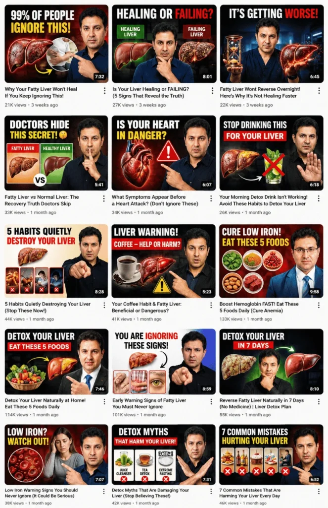 Dr. Max English YouTube health video thumbnails